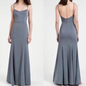Jenni Yoo Collection Aniston Hydrangea Spaghetti Strap Gown Lined